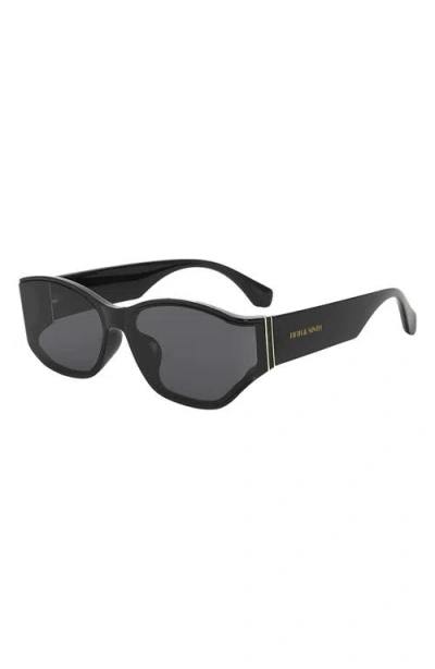 Fifth & Ninth Ember 60mm Oval Sunglasses In Black/black