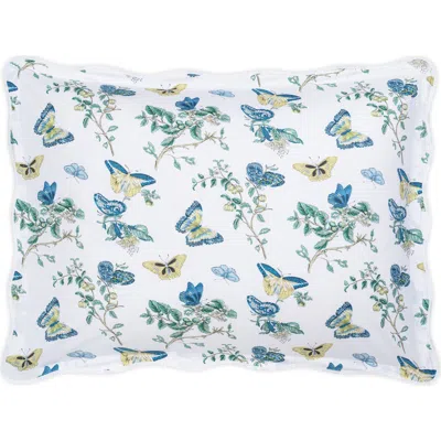 Matouk Baudin Butterfly 500 Thread Count Cotton Percale Sham In Prussian Blue
