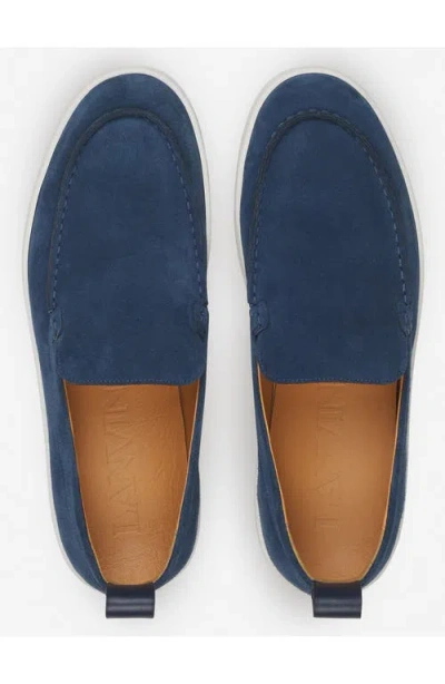 Lanvin Suede Slipper Navy Blue Color In Blue Navy