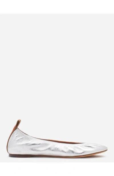 Lanvin Silver Leather Ballet Shoes In Silver