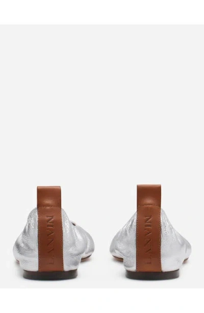 Lanvin Silver Leather Ballet Shoes In Silver