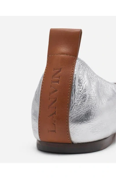 Lanvin Silver Leather Ballet Shoes In Silver