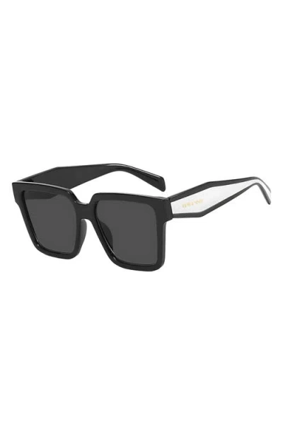 Fifth & Ninth West 62mm Oversize Polarized Square Sunglasses In Black/black