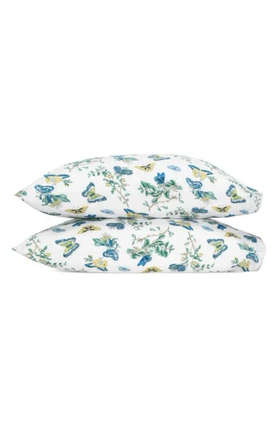 Matouk Baudin Butterfly Print 500 Thread Count 2-pack Pillowcases In Prussian Blue