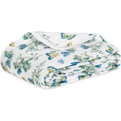 Matouk Baudin Butterfly 500 Thread Count Cotton Percale Quilt In Prussian Blue