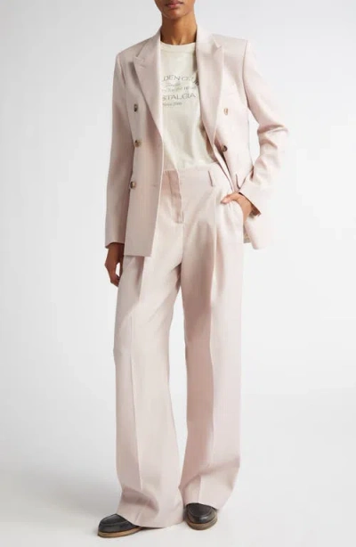 Golden Goose Light Pink Double-breasted Wool Jacket In Shadow Gray