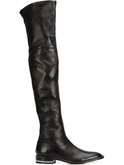 Givenchy Chain-trimmed Over-the-knee Boots In Black Stretch-leather