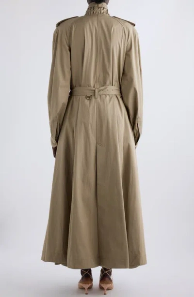 Chloé Long High-neck Belted Gabardine Trench Coat In Brown