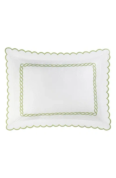 Matouk Classic Chain Scallop Matelasse Standard Sham In Spring Green