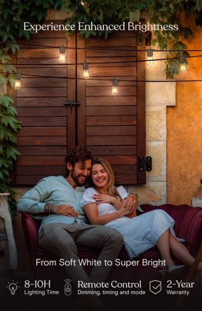 Brightech Solar-powered Weatherproof Led Spiral Filament  Heavy Duty Outdoor String Lights In 48 Ft 15 Bulbs | Soft White