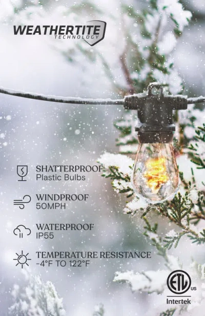 Brightech Solar-powered Weatherproof Led Spiral Filament  Heavy Duty Outdoor String Lights In 48 Ft 15 Bulbs | Soft White