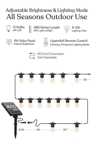 Brightech Solar-powered Weatherproof Led Spiral Filament  Heavy Duty Outdoor String Lights In 48 Ft 15 Bulbs | Soft White
