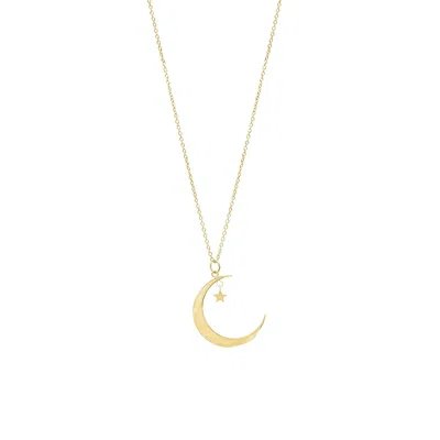 Adornia 14k Gold Plated Hanging Moon And Star Necklace In Gold