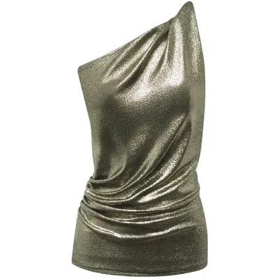 Me&thee Women's Gold / Silver Next Steps Gold Metallic One Shoulder Top In Gold