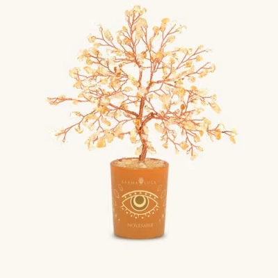 Karma And Luck Illuminated Path Citrine November Birthday Tree In Orange/yellow
