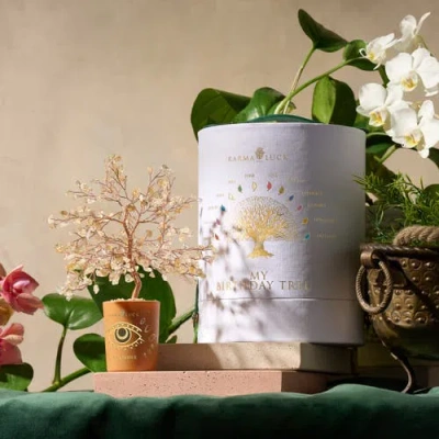 Karma And Luck Illuminated Path Citrine November Birthday Tree In Orange/yellow