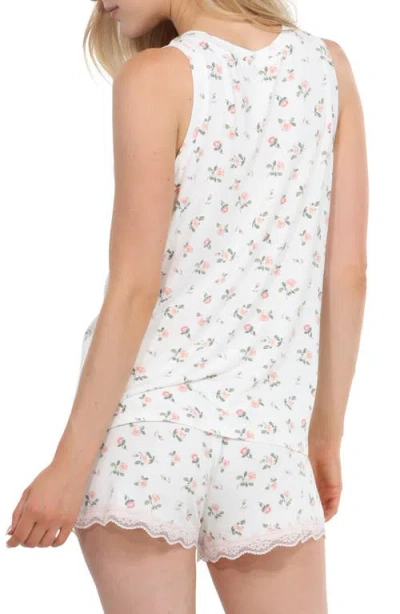 Honeydew All American Tank Top & Shorts Pajamas Set In Ivory Rosebuds