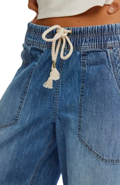 Free People Easy Peasy Wide Leg Denim Drawstring Pants In No Problem