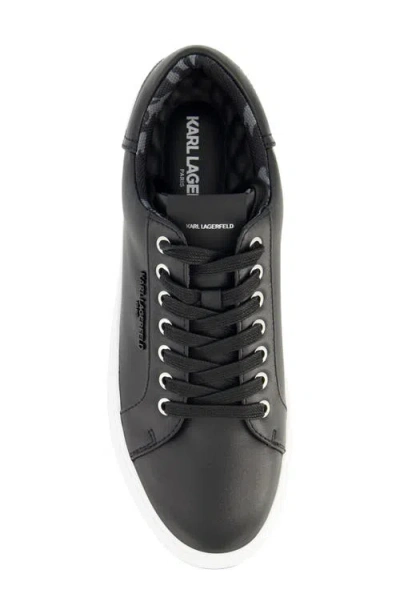 Karl Lagerfeld Leather Low Top Sneaker In Black