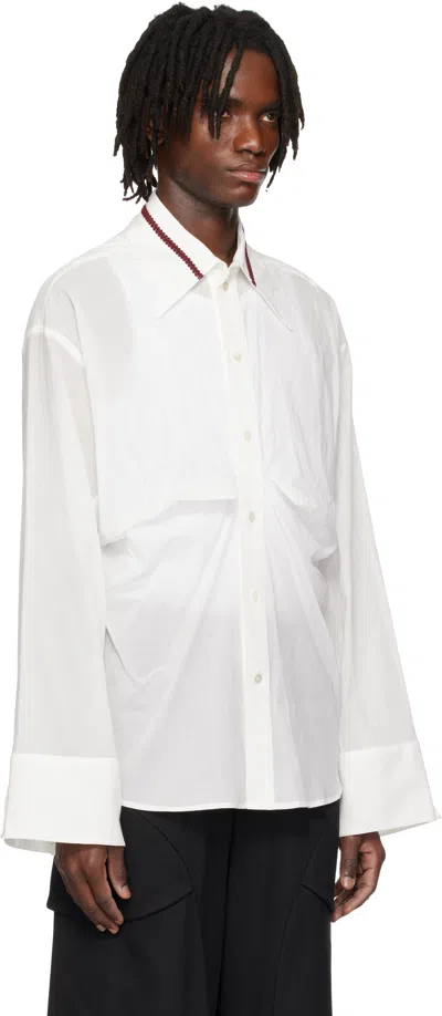 Cmmawear White Drape Shirt In White