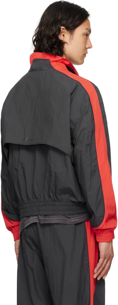 We11 Done Cotton Blend Jacket With Color Block Design In Charcoal