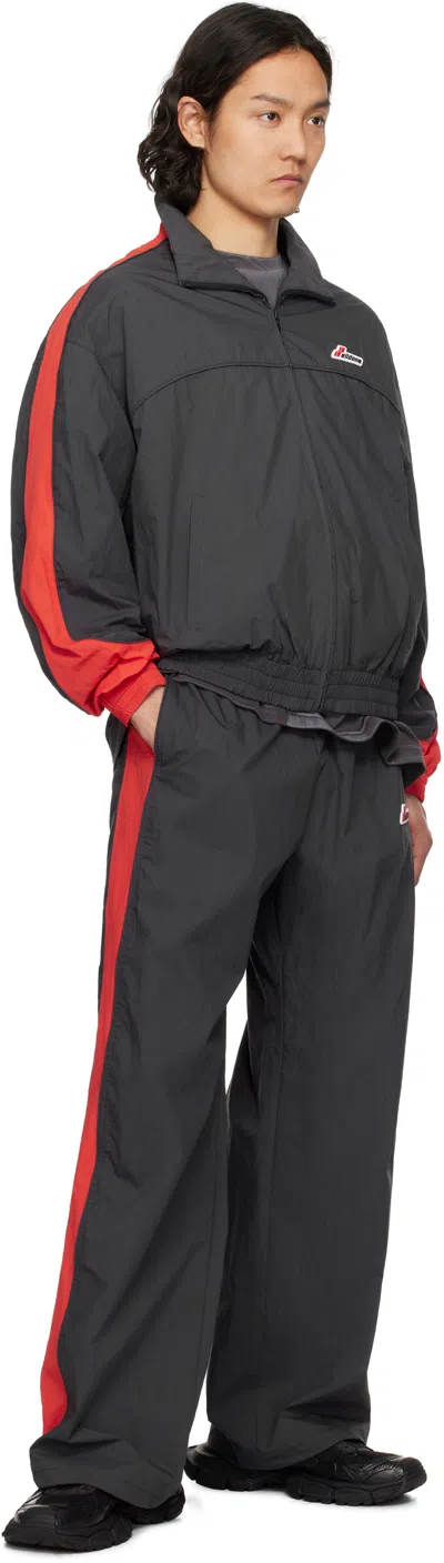 We11 Done Cotton Blend Jacket With Color Block Design In Charcoal