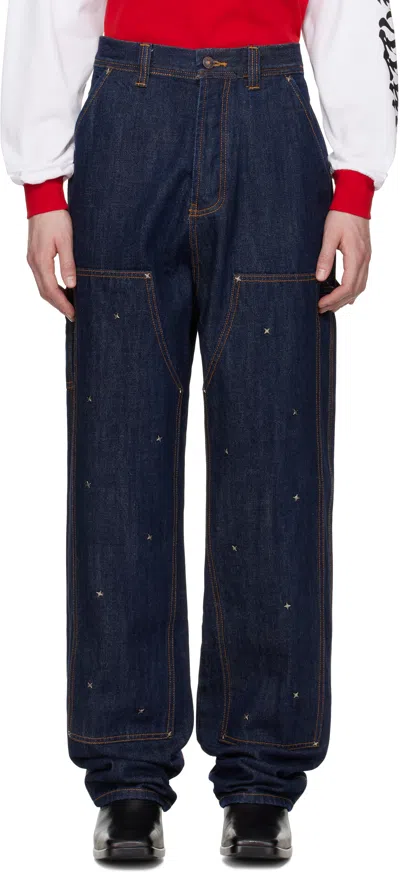 Kusikohc High-waisted Straight-leg Jeans In Blue