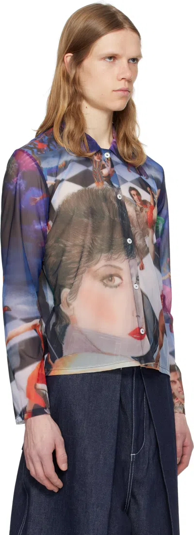 Sunnei Multicolor Sheer Organza Shirt In 8184 Brigitte Print