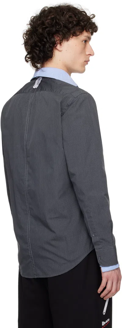 Prototypes Blue Double Layer Shirt In Upcycled Stripe Shir