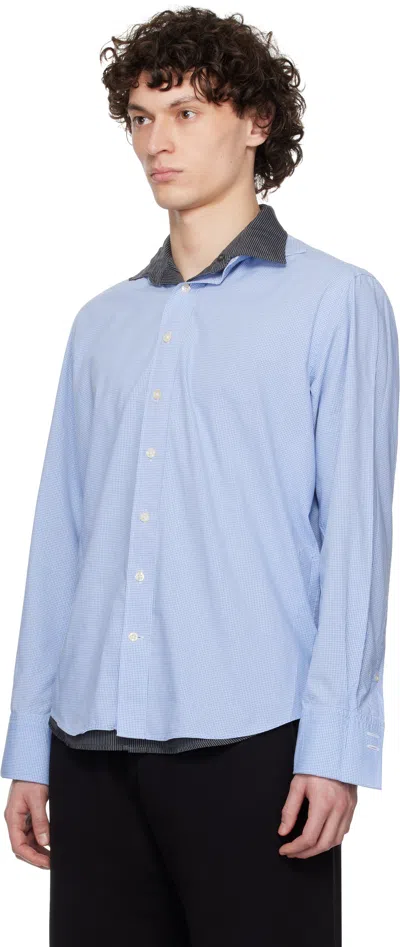 Prototypes Blue Double Layer Shirt In Upcycled Stripe Shir