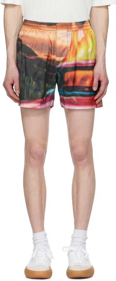 Sunnei Multicolor Elastic Shorts In 8186 Annemarie Print