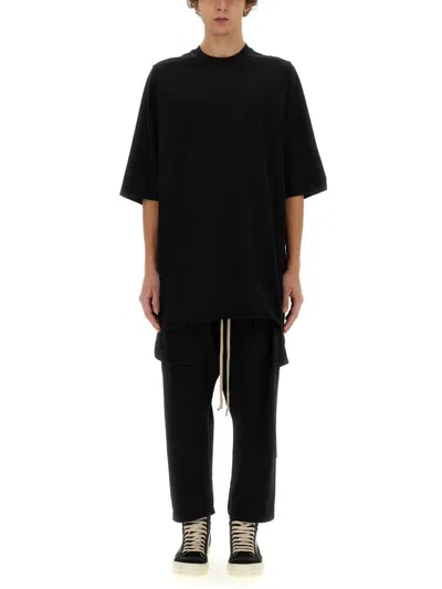 Rick Owens Drkshdw 'jumbo' Black Crewneck T-shirt With Oversized Band In Cotton Man In Black