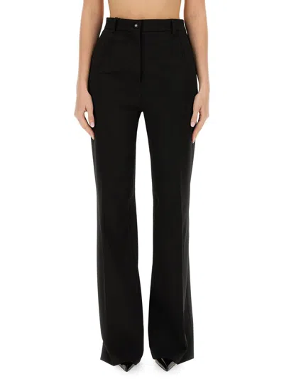 Dolce & Gabbana Flare Leg Trousers With Pockets And Belt Loops In Black