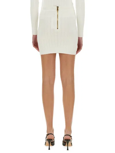 Shop Balmain Knit Skirt In White