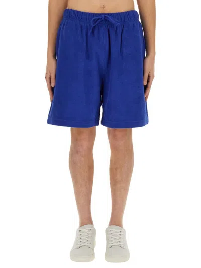 Burberry Men Cotton Bermuda Shorts In Blue