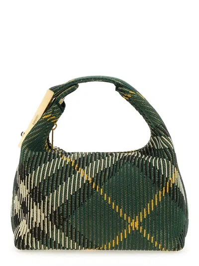 Burberry Embroidered Nylon Mini Peg Handbag In Green
