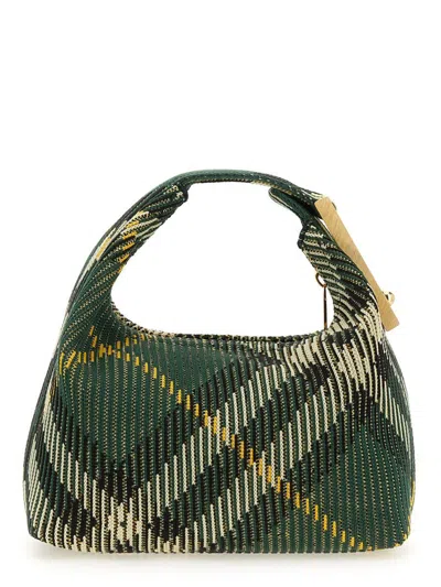 Burberry Embroidered Nylon Mini Peg Handbag In Green