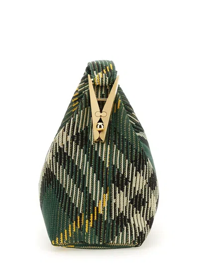 Burberry Embroidered Nylon Mini Peg Handbag In Green