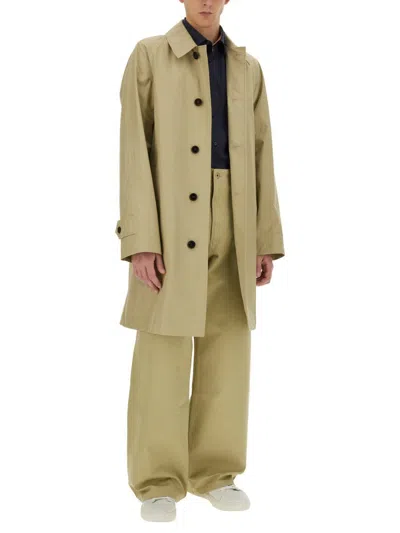 Burberry Cotton Trench Coat With Oversized Sleeves And In Multicolour