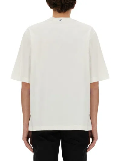 Burberry White Crewneck T-shirt With Equestrain Knight Patch In Cotton Man In White