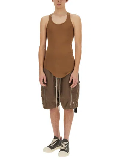Rick Owens Drkshdw Drkshdw By Rick Owens Slim-fit Cotton Tank Top In Brown