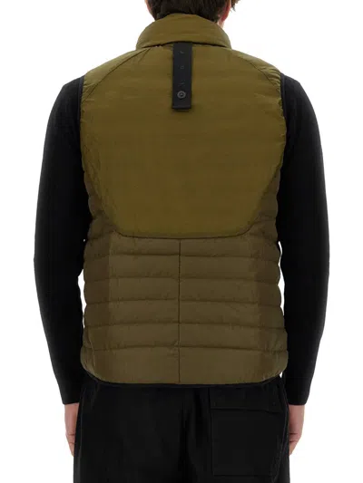 Jg1 Green Padded Vest With High Collar In Green