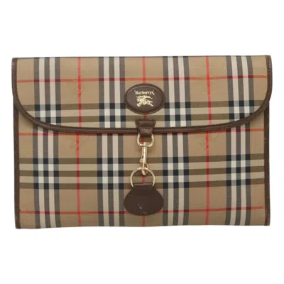 Pre-owned Burberry Nova Check Beige Canvas Clutch Bag ()