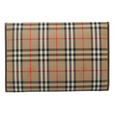Pre-owned Burberry Nova Check Beige Canvas Clutch Bag ()