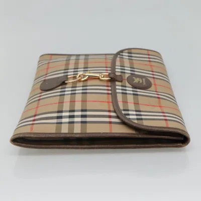 Pre-owned Burberry Nova Check Beige Canvas Clutch Bag ()