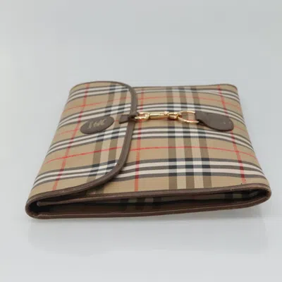 Pre-owned Burberry Nova Check Beige Canvas Clutch Bag ()