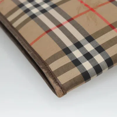 Pre-owned Burberry Nova Check Beige Canvas Clutch Bag ()