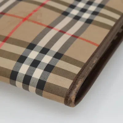 Pre-owned Burberry Nova Check Beige Canvas Clutch Bag ()