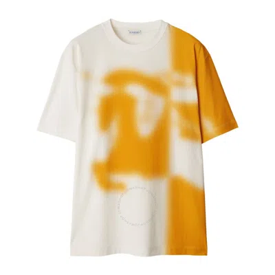 Burberry Ekd Two-tone Crew Neck Cotton T-shirt In White