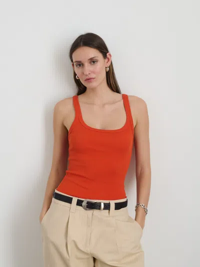 Alex Mill 365 Ribbed Tank In Tangerine